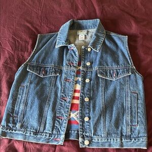 Pendleton Blue Denim Vest with Red Accents